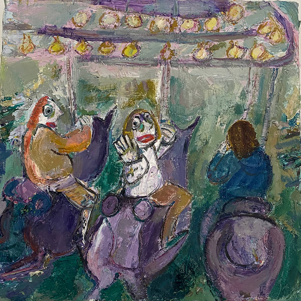 Purple Horses by Jo Hodgen Original Oil Painting