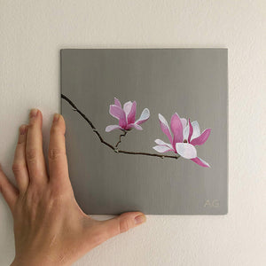 Magnolia blossoms by Amanda Gosse. Original flower painting acrylic on canvas panel wall size.