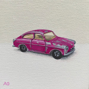 Toy car original miniature painting by Amanda Gosse in acrylic on canvas panel