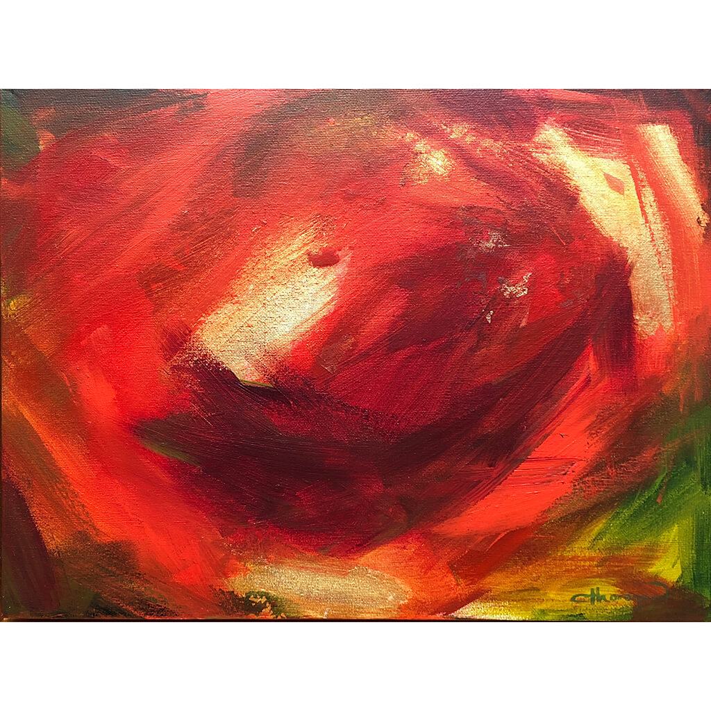 Abstract Peony 1 original acrylic and gold leaf on canvas flower painting by Claire Thorogood floral artist