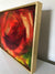 Abstract Peony 1 original acrylic and gold leaf on canvas flower painting by Claire Thorogood floral artist side