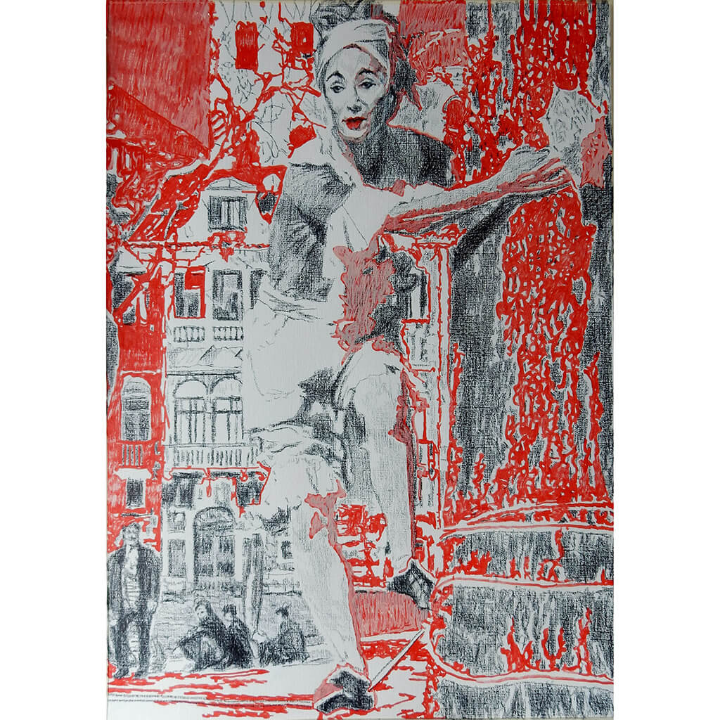 Arrogance vs conviction the tightrope original mixed media art by Stella Tooth artist