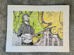 Banjo Player Jimmy Grayburn Pencil on Paper Artwork by Stella Tooth Artist