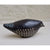Blackbird 3 hand built one of a kind black stoneware bird with incised pale blue and white slip design by Caroline Nuttall-Smith