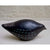 Blackbird 4 hand built one of a kind black stoneware bird with incised light blue and white slip design by Caroline Nuttall-Smith