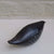 Blackbird II hand built one of a kind black stoneware bird with incised blue slip design by Caroline Nuttall-Smith back