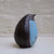 Blue Penguin by ceramic textile artist Caroline Nuttall-Smith hand built, one of a kind black stoneware penguin bird.