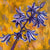 Bluebells by Mary Leach acrylic on canvas square painting in deep yellow and purple