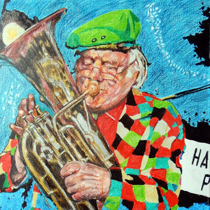 Bob Kerr's Whoopee Band musician portrait by Stella Tooth