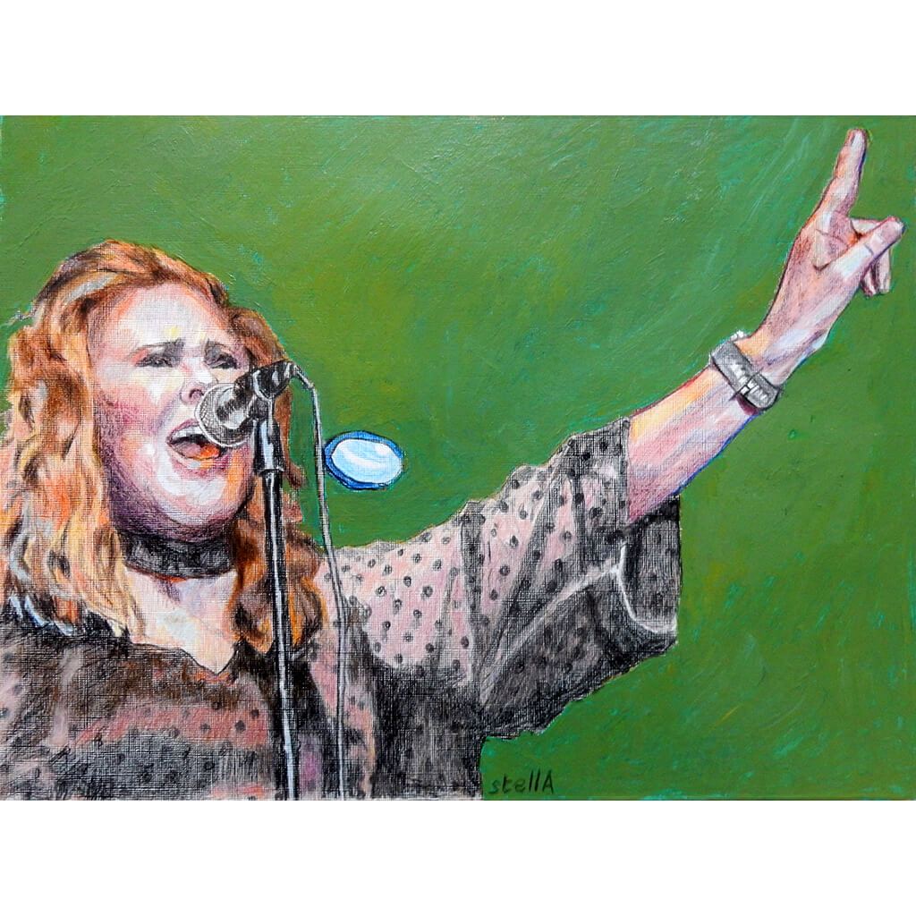 T’pau Carol Decker mixed media on paper artwork by Stella Tooth