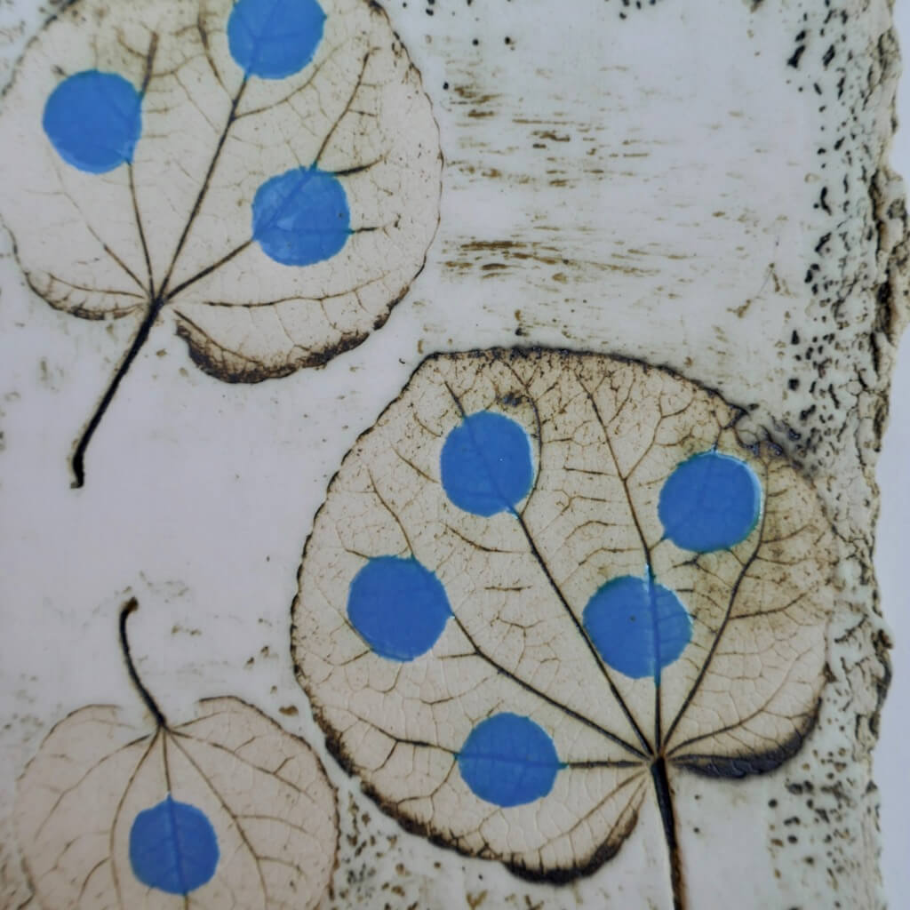 Catalina Blue leaf Imprint by Ruty Benjamini Detail