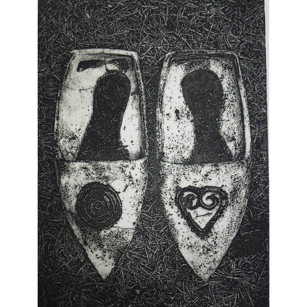 Corrine Edwards Adinkra Slippers Photo Etching