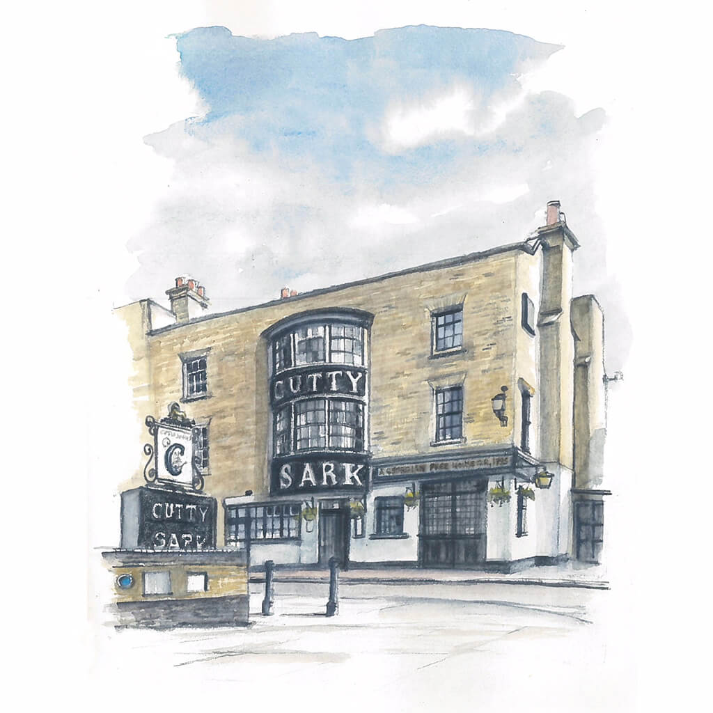 Cutty Sark Pub Greenwich by Ed J Bucknall Original Watercolour
