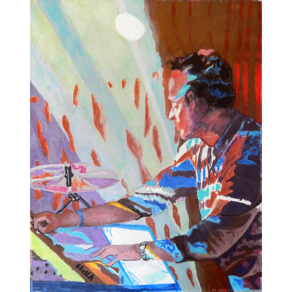 Dom Beken of the Saucerful of Secrets Mixed Media by Stella Tooth Artist