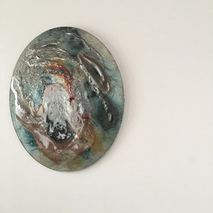 EXOPLANET IX by Eryka Isaak Round Glass Wall Sculpture Side
