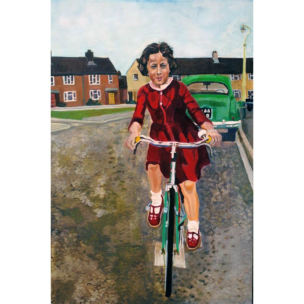 My first bike ride oil on canvas artwork by Stella Tooth