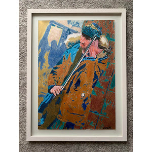 Florence busker mixed media on paper by Stella Tooth