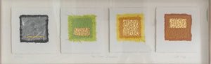 four seasons, taken through glass, abstract paper artwork with gold leaf embellishment, by textural artist gill hickman