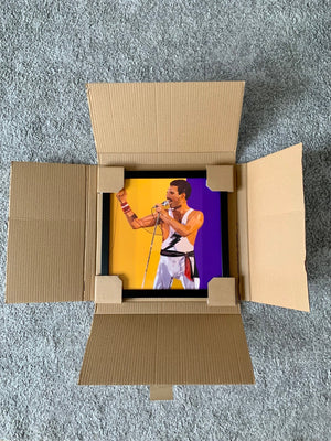Freddie Mercury digital painting by Stella Tooth musician artist inspired by photo by Solomon N'Jie packaged for sale