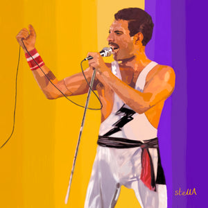 Freddie Mercury digital painting by Stella Tooth musician artist inspired by photo by Solomon N'Jie