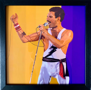 Freddie Mercury digital painting by Stella Tooth musician artist inspired by photo by Solomon N'Jie in frame