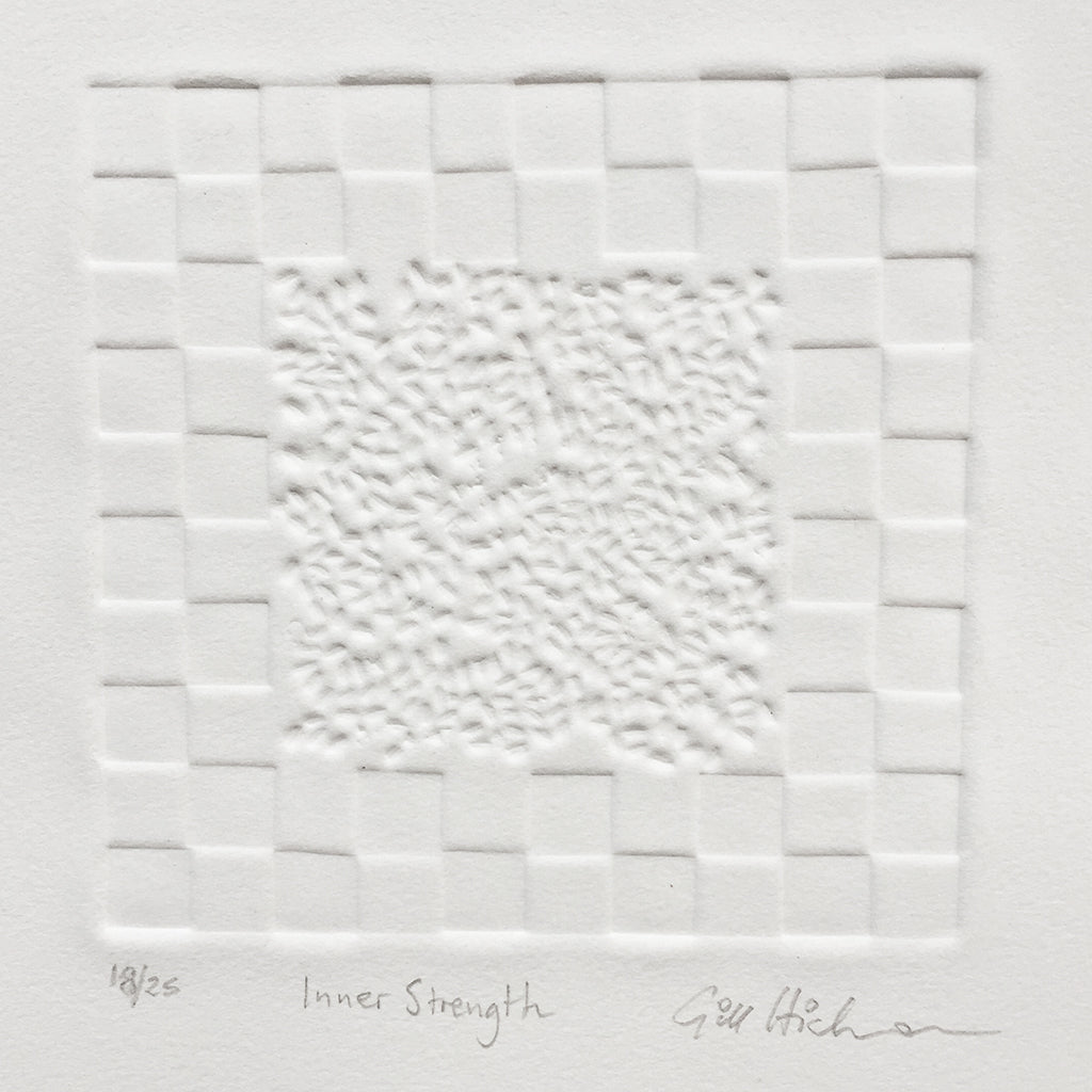 Inner Strength 18/25 a limited edition embossed print on cotton paper by textural artist Gill Hickman