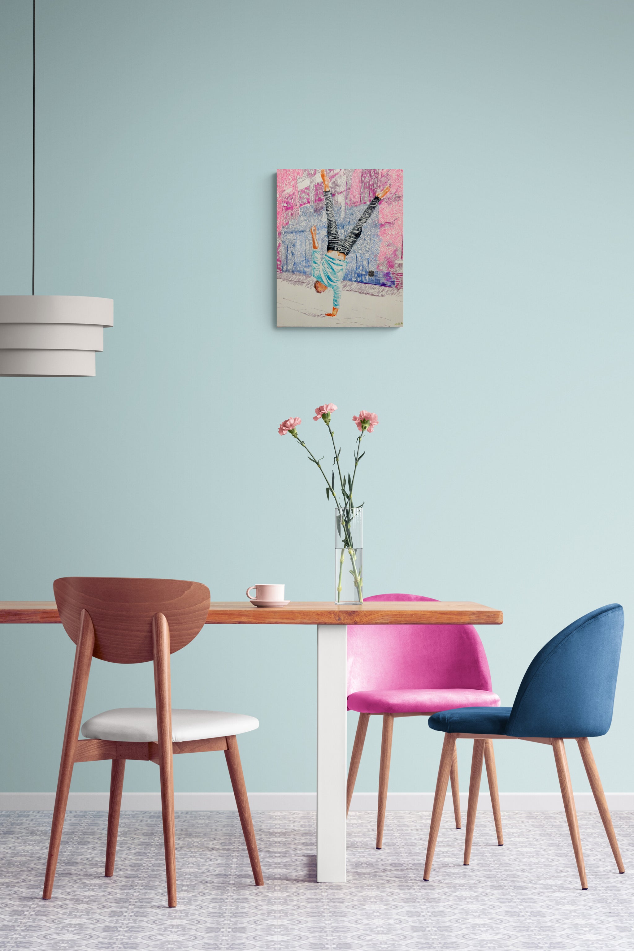 Acrobat Jonathan Last South Bank portrait drawing by Stella Tooth ...