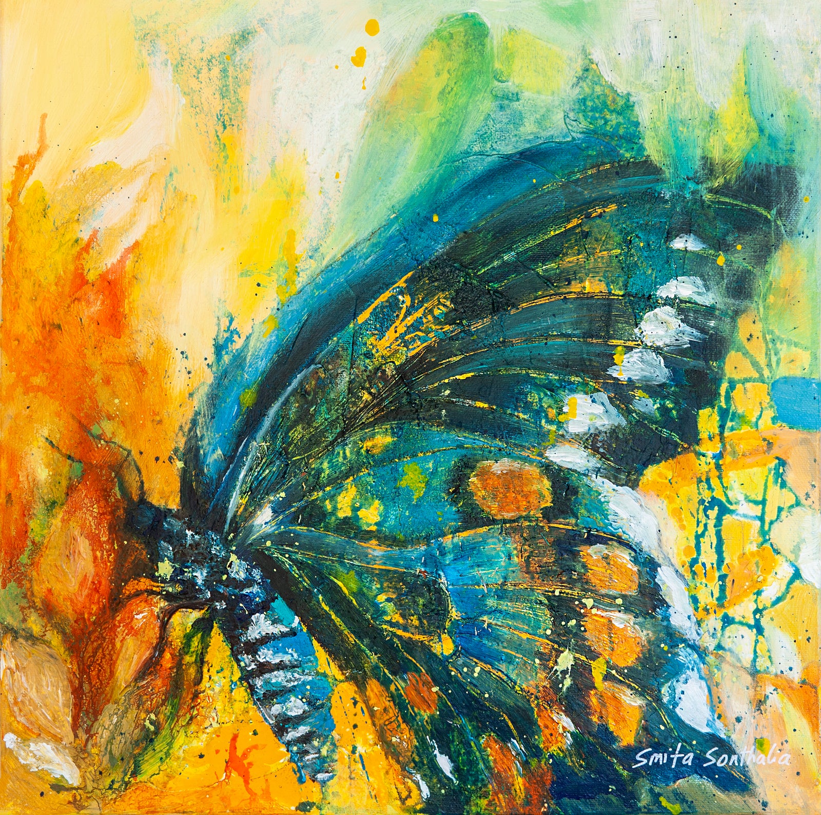 Mariposa Azul Fine Art Print by Smita Sonthalia