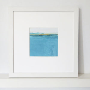 Landscape in Welsh Teal by Sarah KnightFramed White