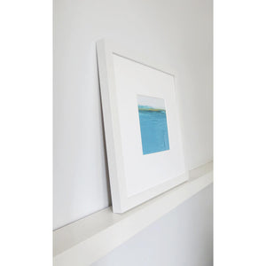 Landscape in Welsh Teal by Sarah Knight White Frame