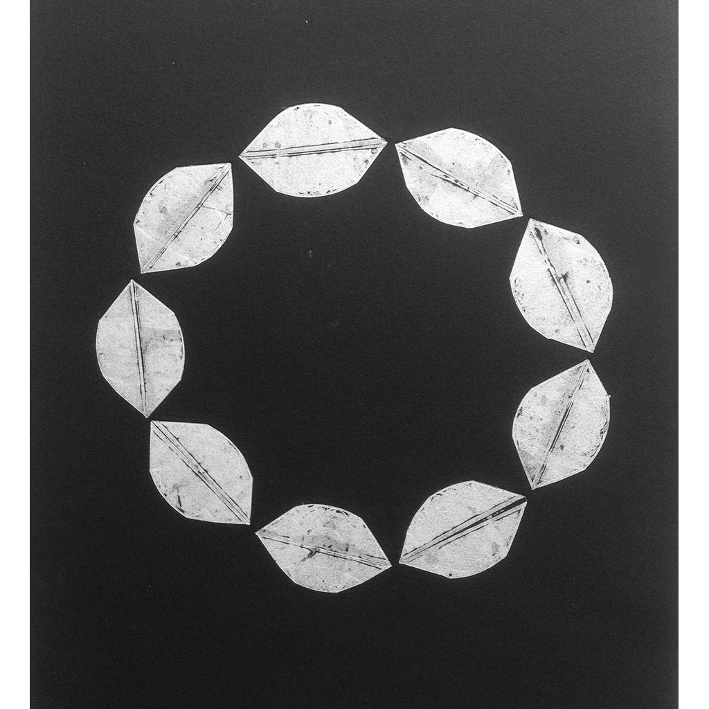 Nine nights (Night lights) limited edition mono print on black Somerset paper by Corrine Edwards