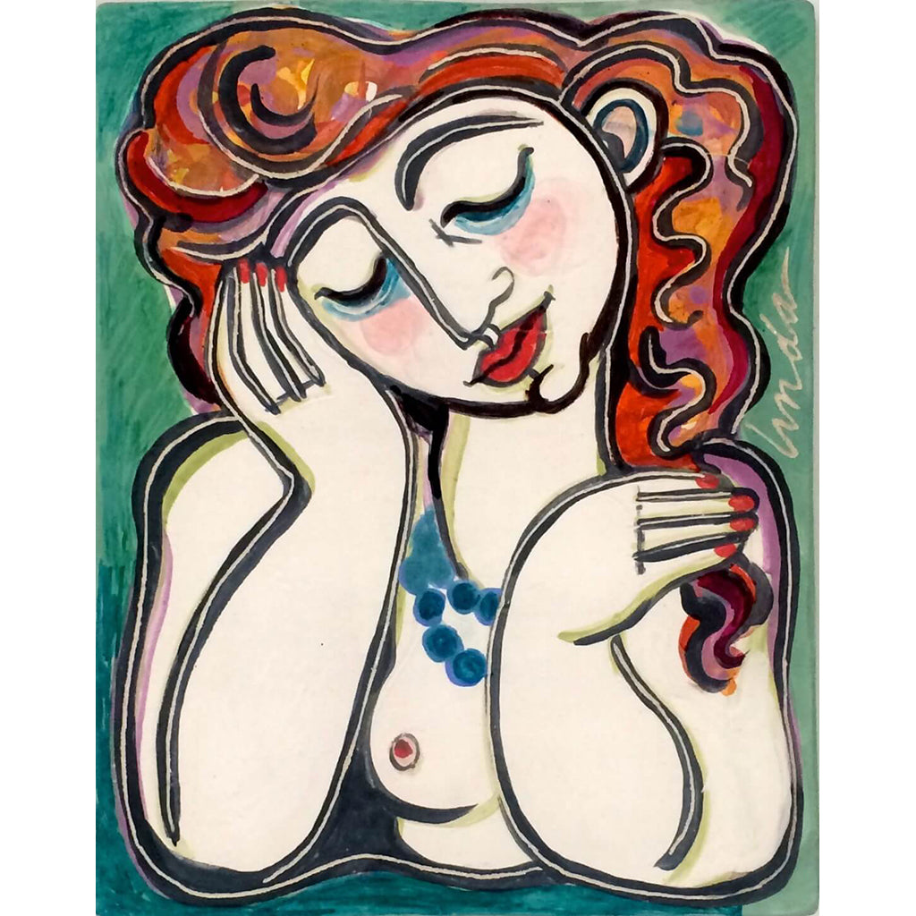 Parisienne Brune by Linda Samson ceramic tile painting
