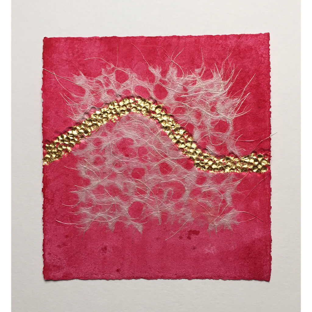Party! embossed collage with real gold leaf flowing line by London based textural artist Gill Hickman 