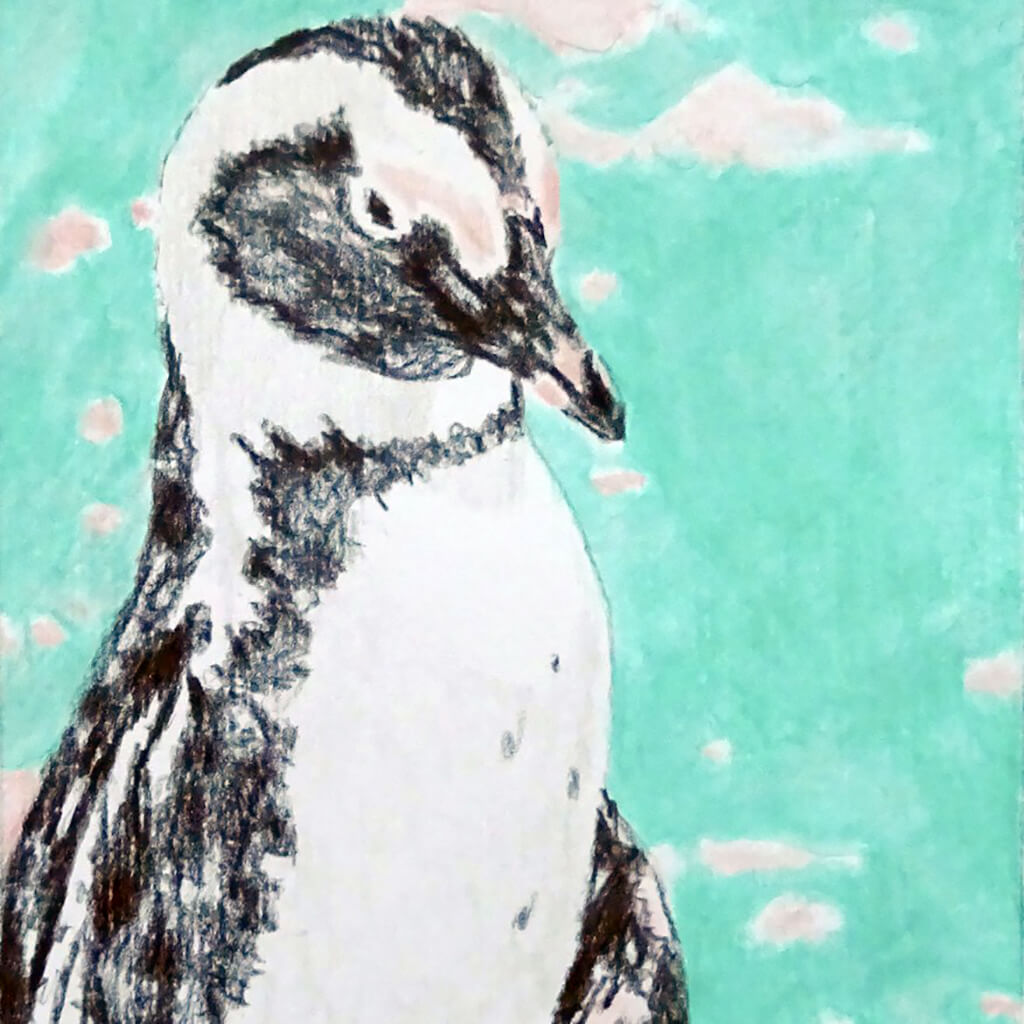 Percy Penguin original drawing in frame by Stella Tooth