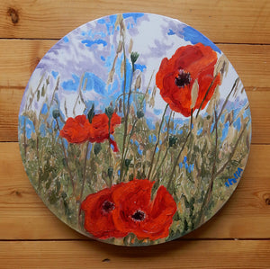 Poppies Original Oil Painting of Red Flowers by Stella Tooth