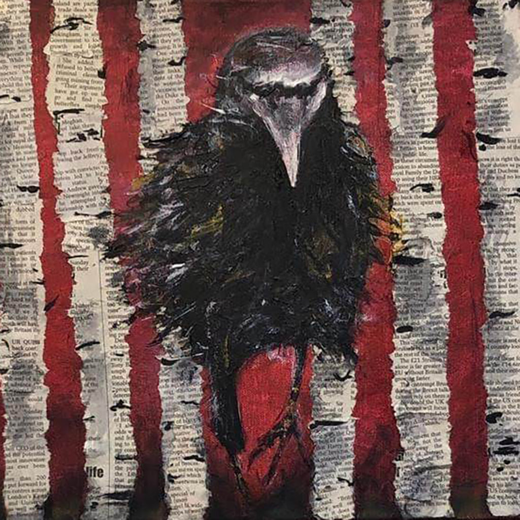 Raven in the Woods by Sarita Keeler Mixed Media Acrylic