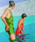 Reflections oil painting on canvas of people swimming in aqua blue by London based portrait artist Stella Tooth Display