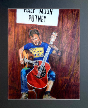 Rodney Branigan at the Half Moon Putney mixed media portrait of guitarist by musician artist Stella Tooth Display