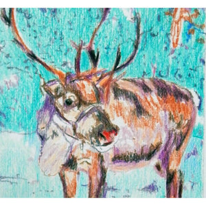 Rudolph Reindeer original pencil drawing by artist Stella Tooth