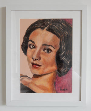 Audrey Hepburn Pastel Artwork by Stella Tooth Framed