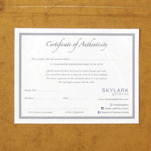 Certificate of Authenticity Sarah Knight Artist