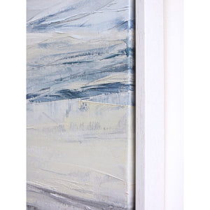 Seascape in Cerulean Blue by Sarah Knight. An original semi-abstract large oil seascape painted in shades of blue, white and grey detail