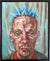 Spikey bed o’ nails performer oil painting on canvas in green and blue by London based portrait artist Stella Tooth Display