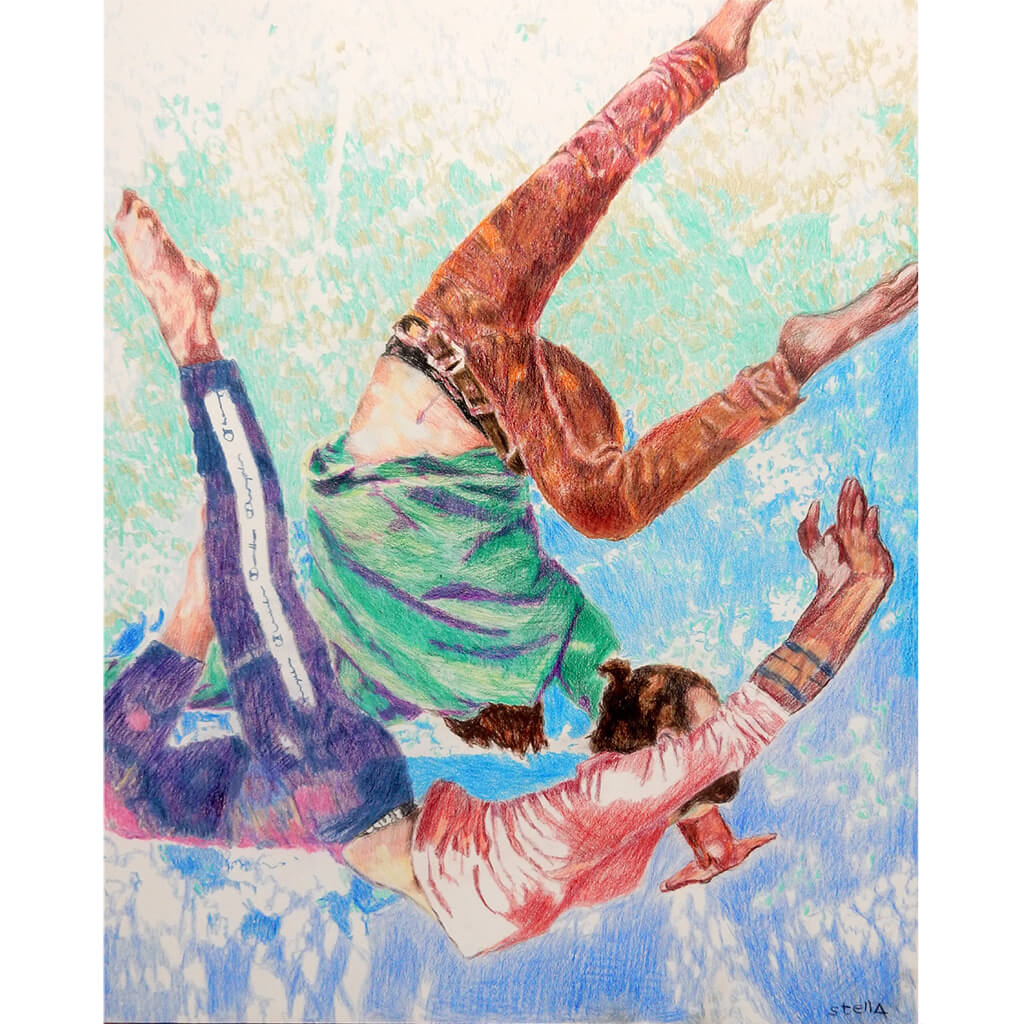 Duet by Stella Tooth original drawing on cradled gesso panel