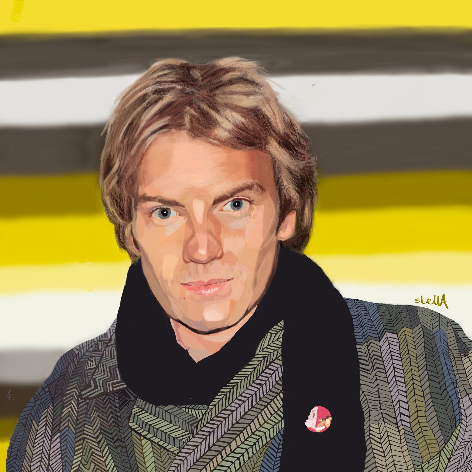 The Police's Sting digital portrait by Stella Tooth