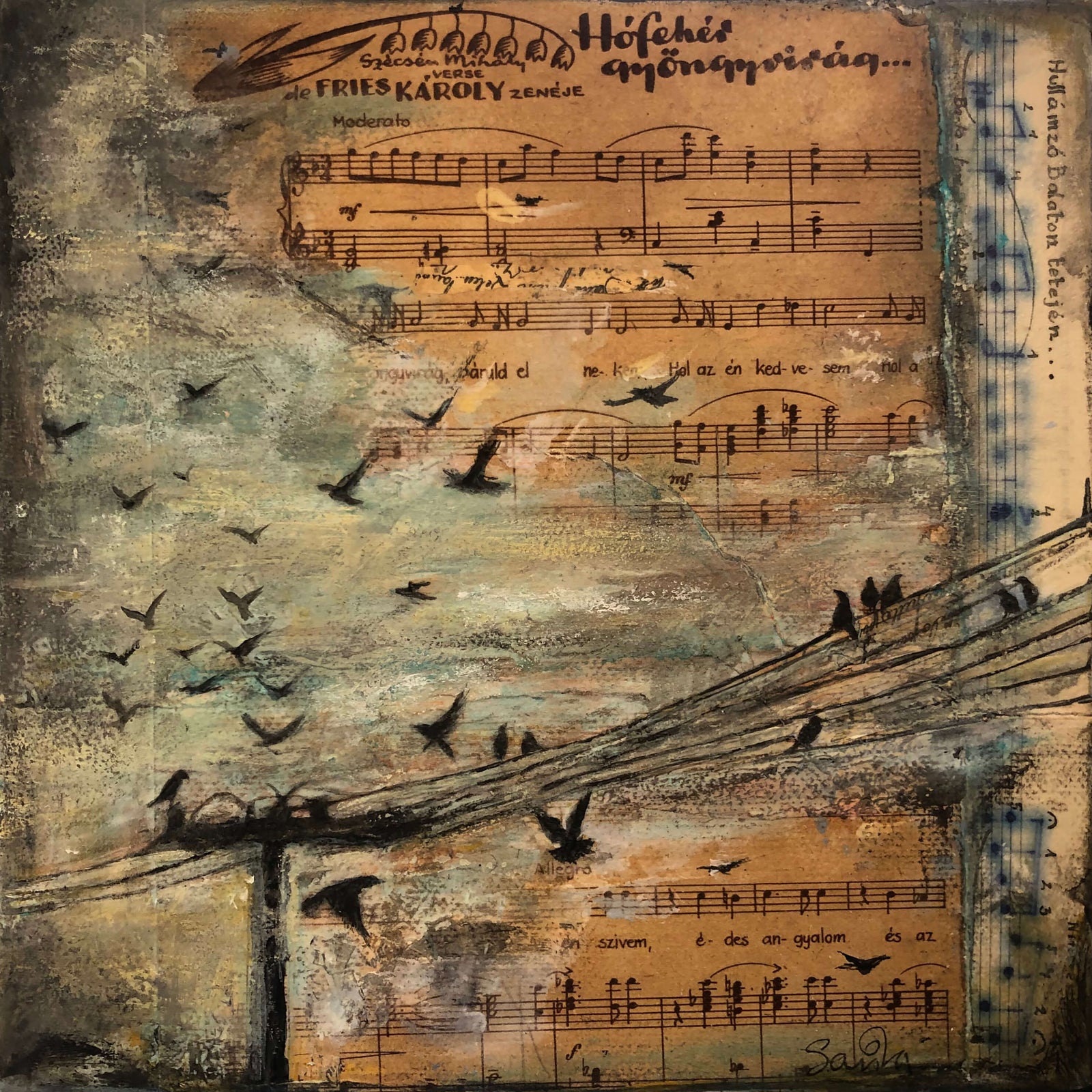 Street Music 1 by Sarita Keeler original acrylic mixed media artwork by Sarita Keeler