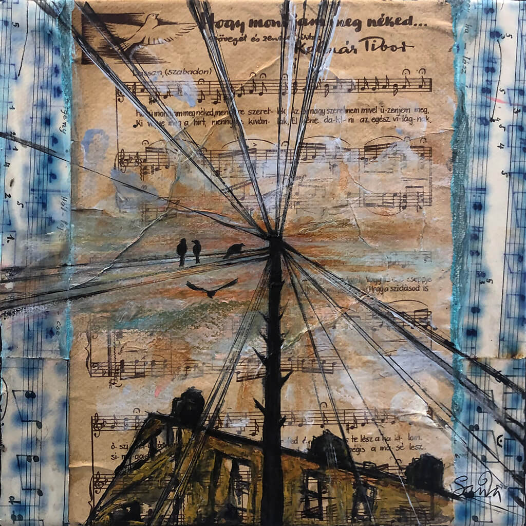 Street Music 2 by Sarita Keeler original acrylic mixed media artwork by Sarita Keeler