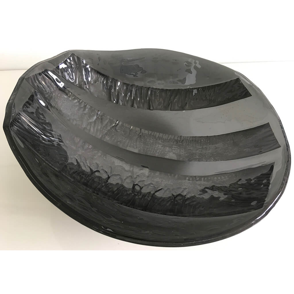Stripped Black by Eryka Isaak fused glass bowl sculpture
