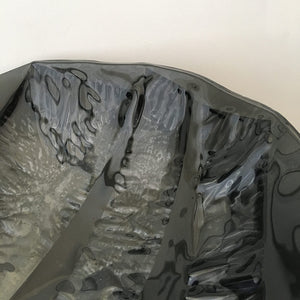 Stripped Black by Eryka Isaak fused glass bowl sculpture detail