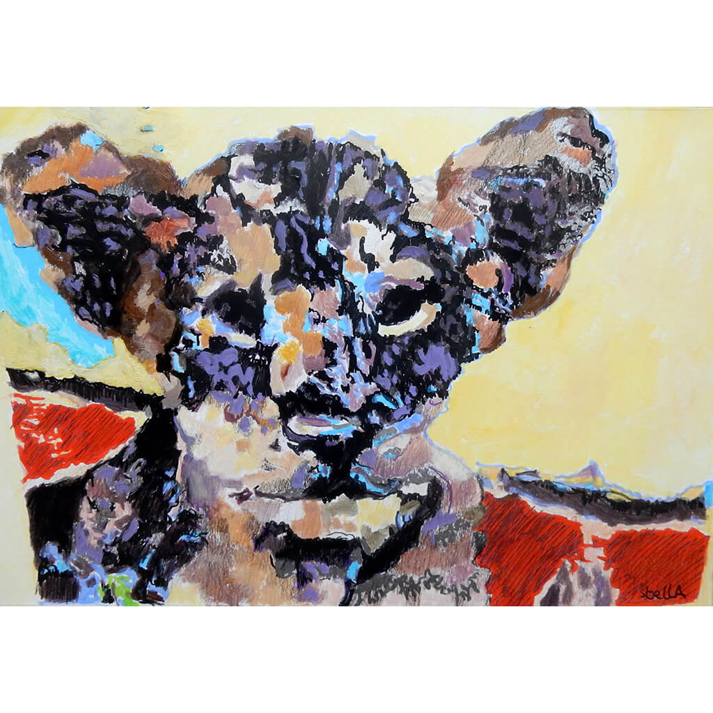 Thai tiger cub by Stella Tooth portrait original mixed media animal artwork